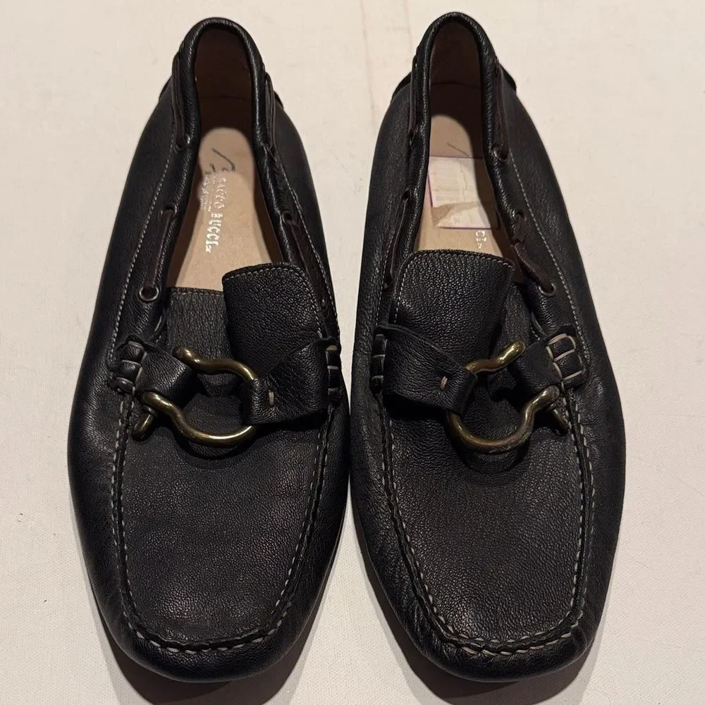 Bacco Bucci Black Leather Bit Moccasins
